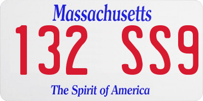 MA license plate 132SS9