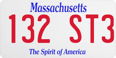 MA license plate 132ST3