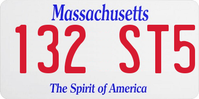 MA license plate 132ST5
