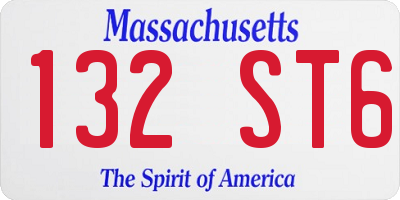 MA license plate 132ST6