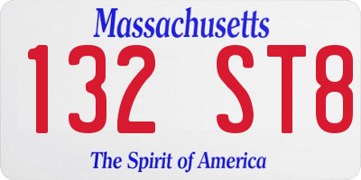 MA license plate 132ST8