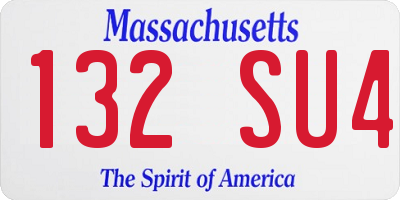 MA license plate 132SU4