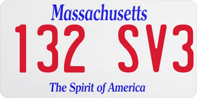 MA license plate 132SV3