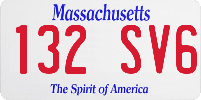 MA license plate 132SV6