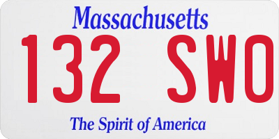 MA license plate 132SW0