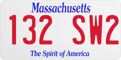 MA license plate 132SW2