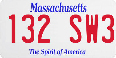 MA license plate 132SW3