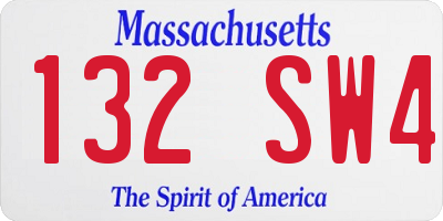 MA license plate 132SW4