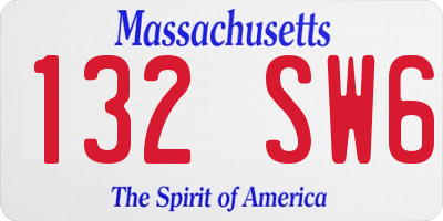 MA license plate 132SW6