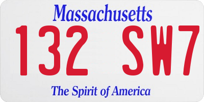 MA license plate 132SW7