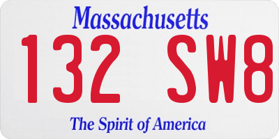 MA license plate 132SW8