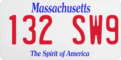 MA license plate 132SW9