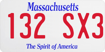 MA license plate 132SX3