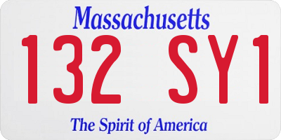 MA license plate 132SY1