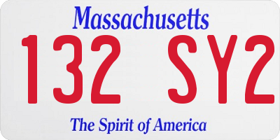 MA license plate 132SY2