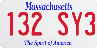 MA license plate 132SY3