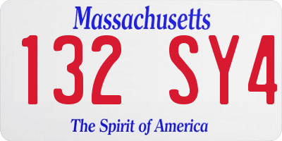 MA license plate 132SY4