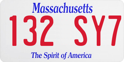 MA license plate 132SY7