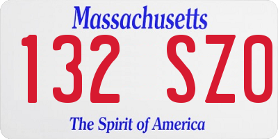 MA license plate 132SZ0