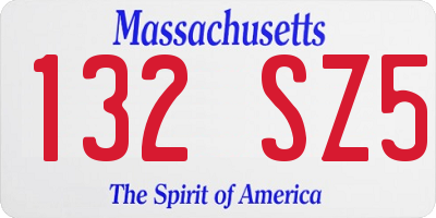 MA license plate 132SZ5