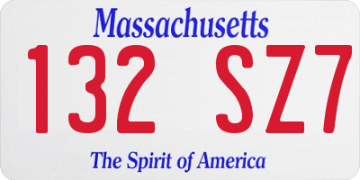 MA license plate 132SZ7