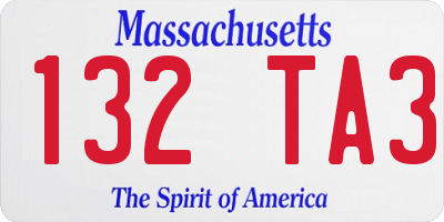 MA license plate 132TA3