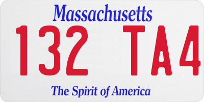 MA license plate 132TA4