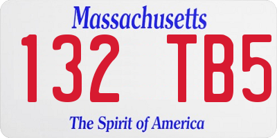 MA license plate 132TB5