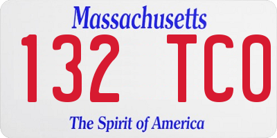 MA license plate 132TC0