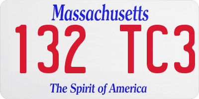 MA license plate 132TC3
