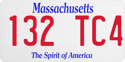 MA license plate 132TC4