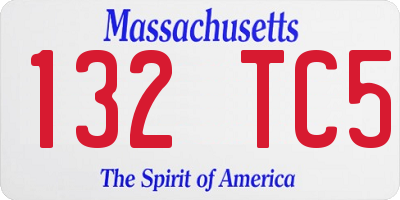 MA license plate 132TC5
