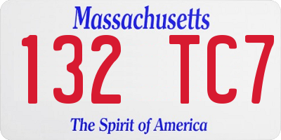 MA license plate 132TC7