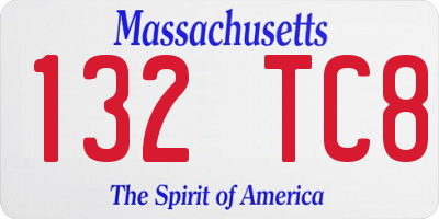 MA license plate 132TC8