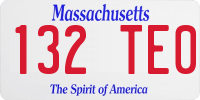 MA license plate 132TE0