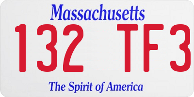 MA license plate 132TF3