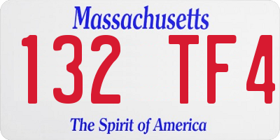 MA license plate 132TF4