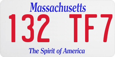 MA license plate 132TF7