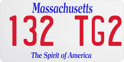 MA license plate 132TG2