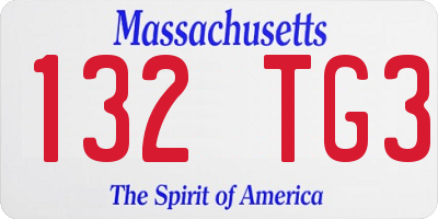 MA license plate 132TG3