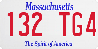 MA license plate 132TG4