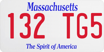 MA license plate 132TG5