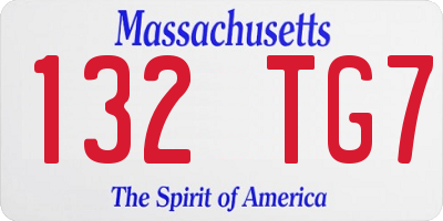 MA license plate 132TG7