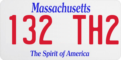 MA license plate 132TH2