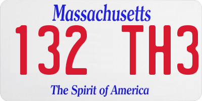 MA license plate 132TH3