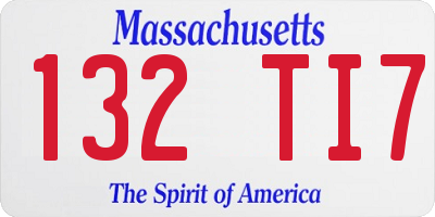 MA license plate 132TI7