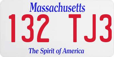 MA license plate 132TJ3
