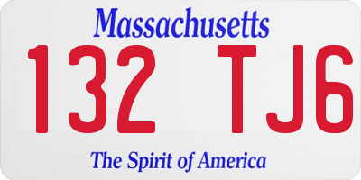 MA license plate 132TJ6