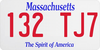 MA license plate 132TJ7