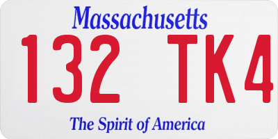 MA license plate 132TK4